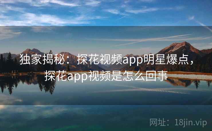 独家揭秘：探花视频app明星爆点，探花app视频是怎么回事